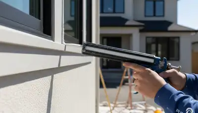 Professional caulking and sealing on home exterior by house painters in Escondido, CA