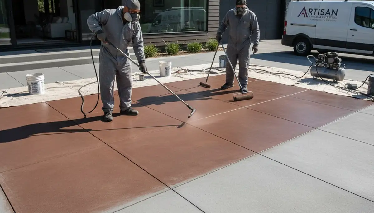Professional concrete staining for patios and driveways in Escondido, CA by expert house painters