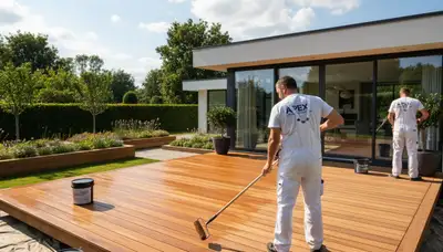 Professional deck staining service in Escondido, CA protecting wood surfaces from sun and weather damage