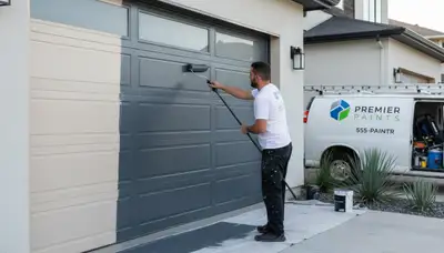 Professional garage door painting at Escondido CA home for lasting curb appeal and sun-resistant finish