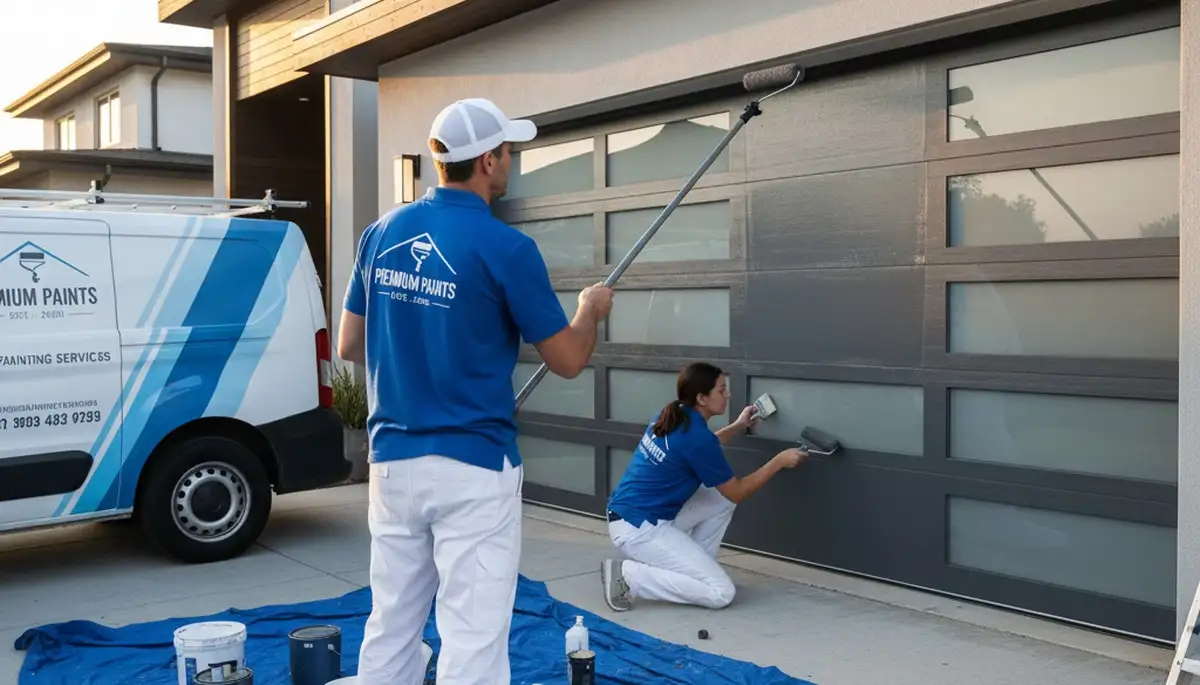 Professional garage door painting in Escondido, CA enhancing curb appeal with sun-resistant finish