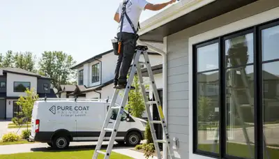 Professional gutter painting on residential home in Escondido, CA by local house painting experts