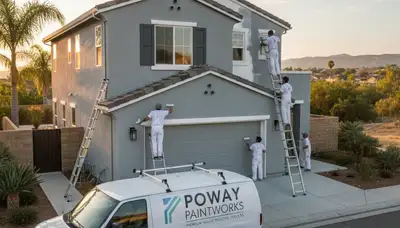 Professional house painters finishing exterior home project in Escondido, CA