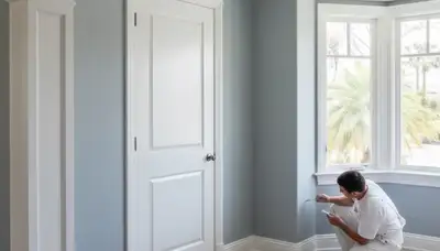 Professional interior trim painting with crisp lines in Escondido, CA home by expert house painters