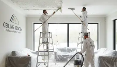 Professional popcorn ceiling removal by house painters in Escondido, CA for smooth modern ceilings