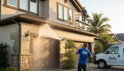 Professional pressure cleaning service restoring stucco and concrete surfaces in Escondido, CA