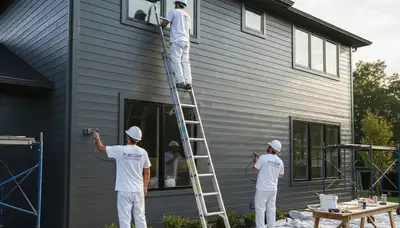 Professional siding painting on Escondido CA home by local exterior house painters