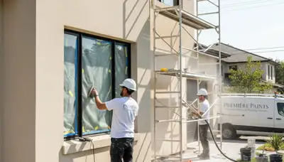 Professional stucco repair and painting on Escondido, CA home exterior by local restoration experts