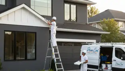 Professional trim and fascia painting on stucco home in Escondido, CA by expert house painters