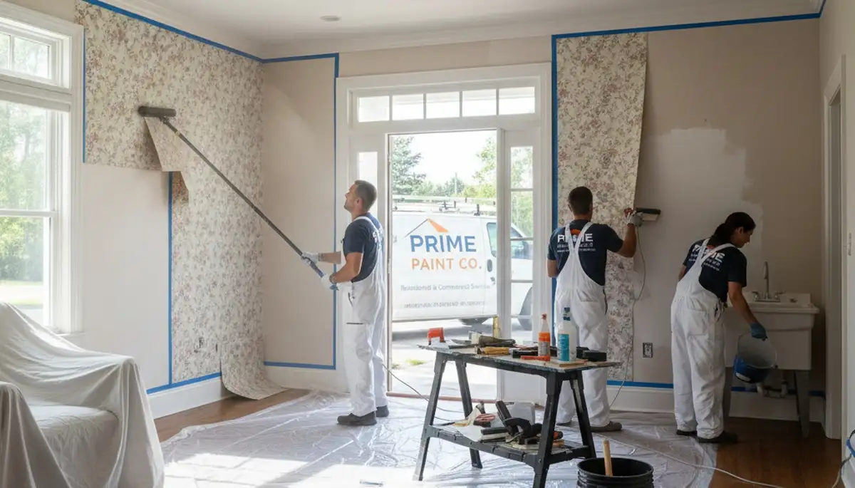 Professional wallpaper removal and wall prep by house painters in Escondido, CA